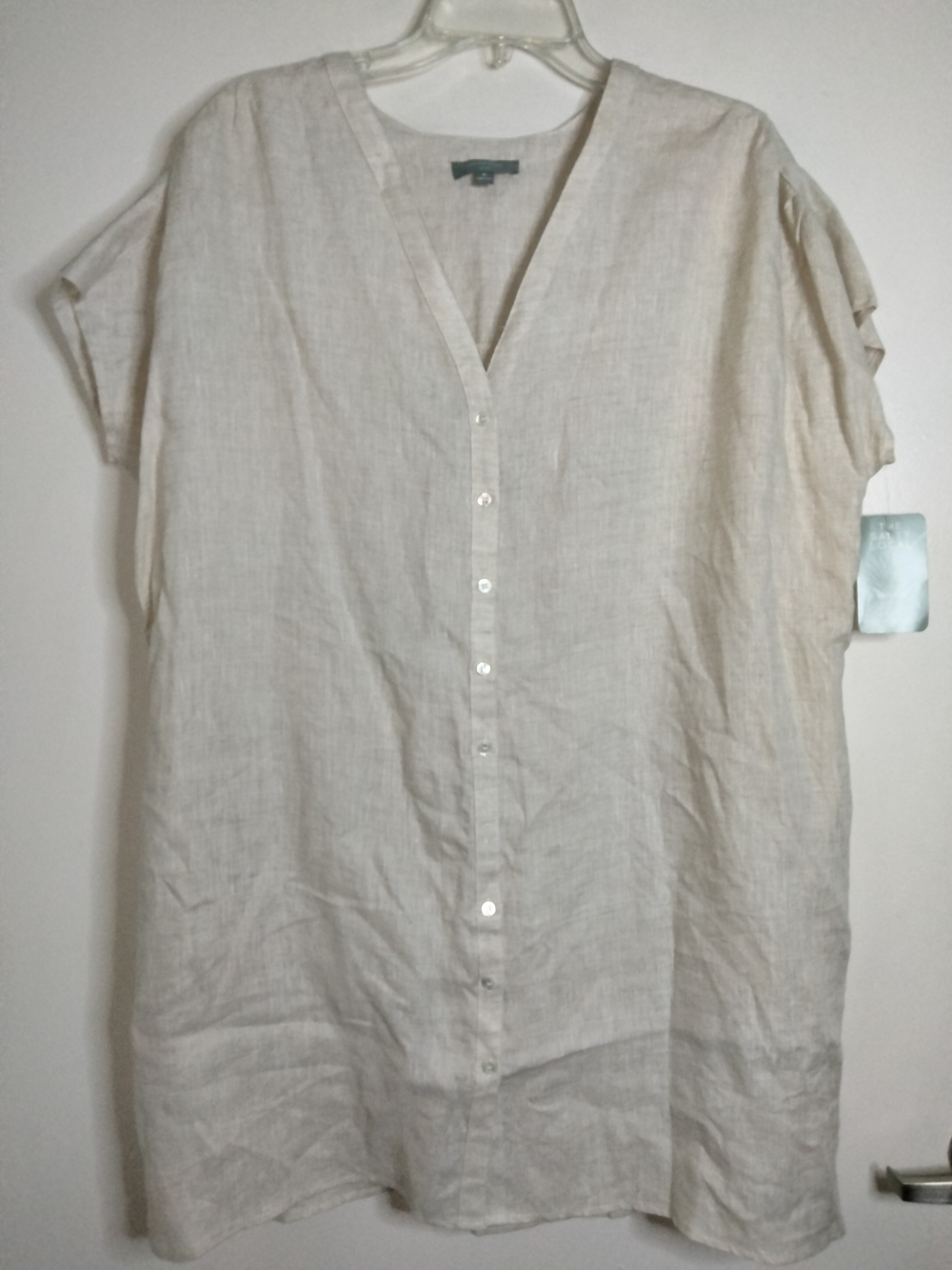 Grade & Gather (Size M) Natural Linen High-Low Button Down Tunic Dress (NEW-NWT)